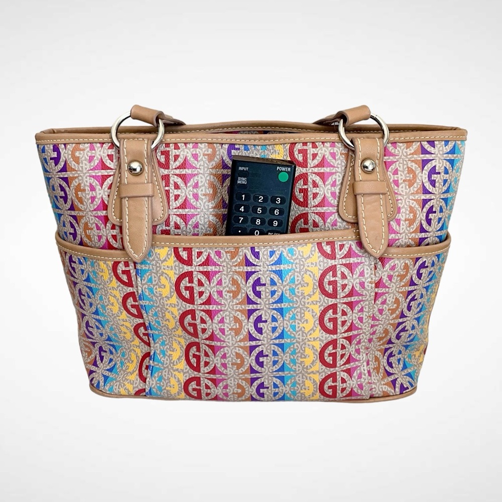 Giani Bernini Rainbow Logo Totebag Snap Closure Double Straps - Picture 14 of 16